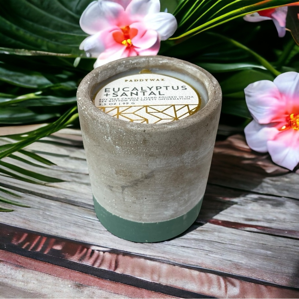 New Scented Candle PADDY WAX Eucalyptus & Santal Soy Wax Candle Concrete Base